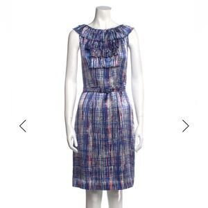 Kate Spade Blue and Red Ruffled Midi Dress